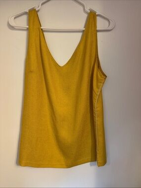 Sleeveless V-Neck Women's Top in Mustard Yellow